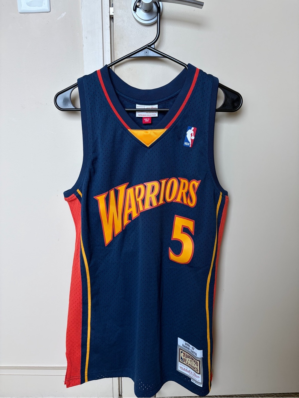 Baron Davis Warriors #5 Navy and Red NBA Basketball Jersey